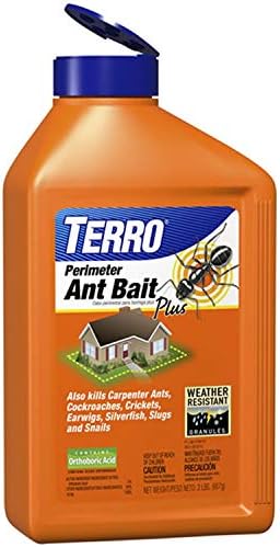 TERRO T2600 Perimeter Ant Bait Plus - Outdoor Ant Bait and Killer - Attracts and Kills Ants, Carpenter Ants, Roaches, Crickets, Earwigs, Silverfish, Slugs and Snails - 2Lbs