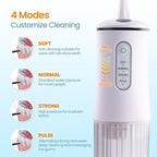 Cordless Water Flosser for Teeth Cleaning Pick - Electric Dental Irrigator with 4 Cleaning Modes & 8 Jet Tips, IPX7 Waterproof, Portable Rechargeable Design for Home & Travel Use,White
