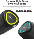 Portable Bluetooth Speaker with Lights, Stocking Stuffers, Powerful Crystal Clear Sound, IPX5 Waterproof, All Day Playtime, BT 5.3, TWS Paring, Small Wireless Speaker for Outdoor, White Elephant Gifts