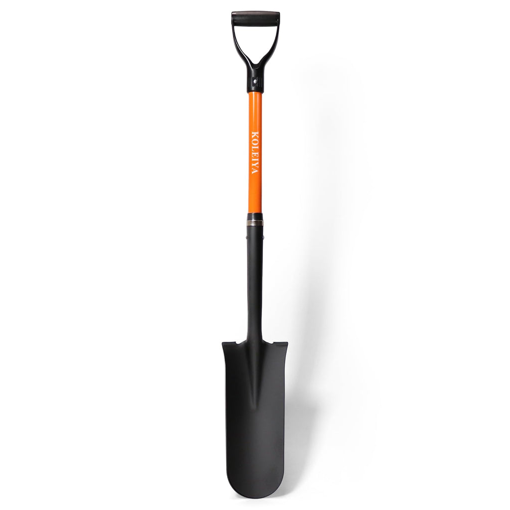 KOLEIYA Drain Spade, 45 Inch Heavy Duty Sharp Shooter Shovel with Fiberglass Handle, D-Grip Digging Shovel for Gardening, Planting, Trenching & Transplanting