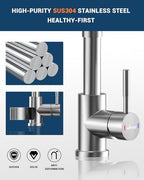 APPASO Kitchen Faucet with Soap Dispenser Brushed Nickel, Pull Down Commercial Single Handle High Arc Faucet for Sink, Stainless Steel Kitchen Faucet for Sink 2 or 4 Hole
