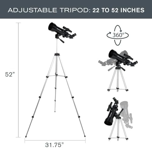 Celestron Travel Scope 70 Portable Refractor Telescope – 70mm Aperture, Fully-Coated Glass Optics – Includes Tripod, Backpack & Software – Ideal for Beginners & Travel