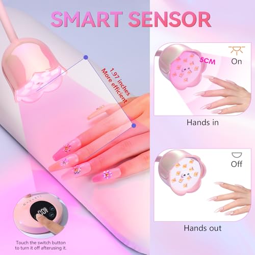 Makartt UV LED Nail Lamp - Mini UV Light for Gel Nails Polish Fast Curing Goosenecks UV Lamp 10W Rechargeable LED Nail Light Nail Dryer with 4 Timers & Auto Sensor Nail Lamp for Salon Home DIY Use