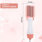 Hot Air Brush 4 in 1 Hair Dryer Brush，One Step Hair Dryer,Styler,Volumizer,Hair Curler,Negative Ion Anti-frizz Ceramic Titanium Barrel Hot Air Brush Hair Straightener Brush Pink White