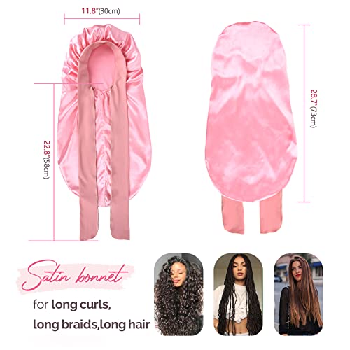 YANIBEST Silk Bonnet for Sleeping Braid Bonnet for Long Hair with Tie Band Bonnet for Braids for Black Women Curly Hair Locs