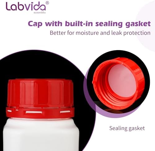 1 PC Lab Reagent Bottles with Red Tamper Evident Cap, 2000ml/67.6oz Wide Mouth Round Sample Storage Container Sealing Bottles for Classrooms, Storage at Home, or Laboratories, LVAP001