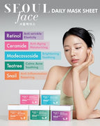 DERMAL Seoul Face Teatree 3X Daily Quick Mask 36 Sheet – Korean Skincare Vegan Tencel Facial Masks - Calming, Soothing, Blemish Control Face Mask Sheets with Heartleaf Extract, Lactobacillus