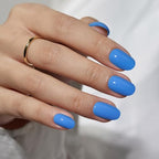BTArtbox Press On Nails Short - Blue Press On Nails, Oval Fake Nails with Nail Glue, Fit Perfectly & Reusable Glue On Nails in 16 Sizes Nail Kit, Navy Nights