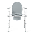 Dr. Dunley 3-in-1 Bedside Commode Chair with Elongated Seat – Steel Folding Frame, 7.5 QT Bucket, 350 lb Weight Capacity, Clip-On Toilet Seat, Bathroom Safety Aid for Seniors, Tool-Free Assembly