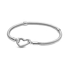 PANDORA Moments Heart Clasp Snake Chain Bracelet - Charm Bracelet for Women - Compatible Moments Charms - Sterling Silver - 6.7" - With Gift Box