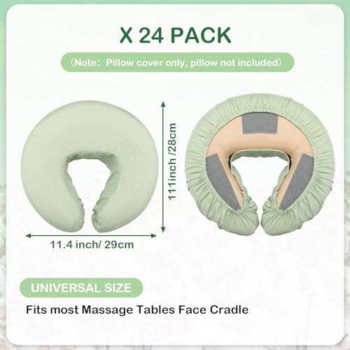Macarrie 24 Pcs Face Cradle Covers for Massage Table Microfiber Reusable Soft Thicker Massage Table Head Rest Covers Bulk Oil Proof Headrest Cradle Sheets for Spa Beauty Salons (Sage)