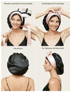 100% Mulberry Silk Bonnet for Sleeping Women with Curly Hair - Short Long Hair Bonnet for Sleeping - Alternative to Double Layer Satin Bonnet with Tie Band - Premium Hair Wrap for Sleep Black