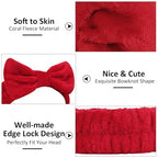 Ondder Spa Headband for Washing Face 8 Pack Red Skincare Headbands for Women Girls Terry Cloth Cute Makeup Headbands Head Bands with Bow