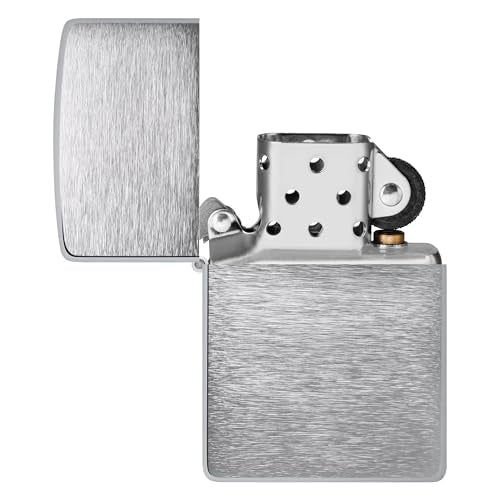 Zippo Classic Brushed Chrome Pocket Lighter - Windproof & Refillable Flip-Top Metal Lighter - Everyday Use Pocket Lighters - Luxury Lighters Made in USA