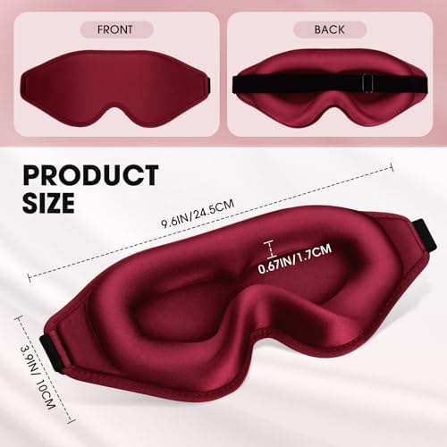 Sleep Mask | 99% Fully Block Out Light Eye Sleep Mask | Long Lash Extension | 3D Deep Contoured Eyes Cover Zero Pressure | Adjustable Straps | Sleep Travel Home Nap Rest Women Men (Red)