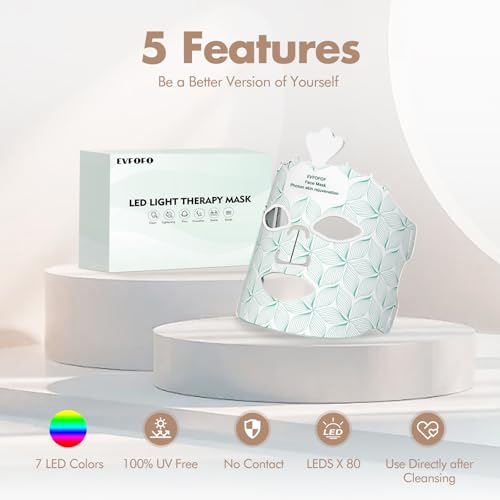 Red Light Therapy Mask for Face, 7 Colors LED Face Mask Light Therapy At Home, Led Face Mask Light Therapy, Green
