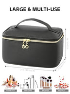 KITENROM Extral Large Makeup Bag Portable Cosmetic Bags for Women Zipper Pouch for Purse Make Up Case with Detachable Divider Toiletry Organization Waterproof Beige
