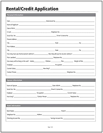 Adams Rental and Credit Application Form, 8.5 x 11 Inch, White (LF305)