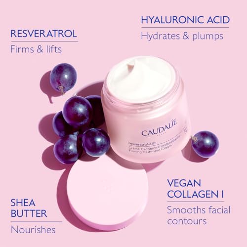 Caudalie Resveratrol Lift Retinol Alternative Firming Cashmere Cream, Anti-Aging Moisturizer with Resveratrol, Hyaluronic Acid & Vegan Collagen, Refill Pod, 1.6 oz