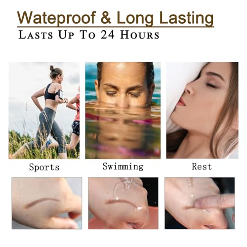 Waterproof Eyebrow Pen - Microblading Tattoo Brow Pencil, 24 Hours Long Lasting, Creates Natural Looking (Brunette - 2 PCS)
