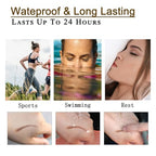 Waterproof Eyebrow Pen - Microblading Tattoo Brow Pencil, 24 Hours Long Lasting, Creates Natural Looking (Brunette - 2 PCS)
