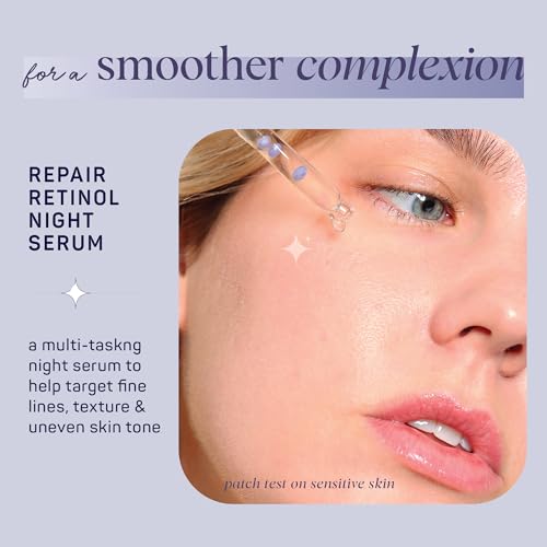 Spa Life Face Serum: REPAIR Retinol Night Serum 100 ml (3.7 oz) Smoothing, Resurfacing, Gently Exfoliating - Targets Fine Lines, Texture, Dark Spots - Boosts Cellular Turnover & Clearer Skin