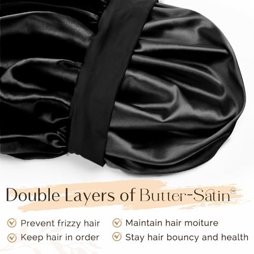 YANIBEST Satin Bonnet for Sleeping Women Double Layer Hair Silk Bonnets for Sleeping with Elastic Band