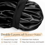 YANIBEST Satin Bonnet for Sleeping Women Double Layer Hair Silk Bonnets for Sleeping with Elastic Band