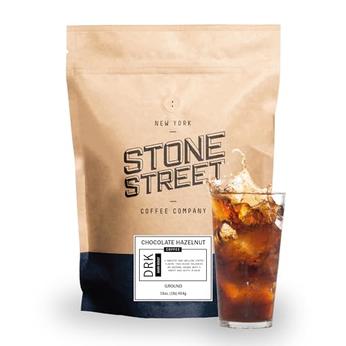 Stone Street Cold Brew Flavored Coffee, Natural Chocolate Hazelnut Flavor, Low Acid, 100% Colombian, Gourmet Coffee, Coarse Ground, Dark Roast, 1 LB