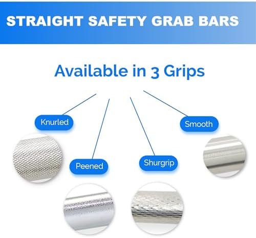 16' Peened Grip Stainless Steel Grab Bars | ADA Safety Bars for Seniors, Handicap, Elderly - Holds Up to 400lbs, For Bathtubs and Showers
