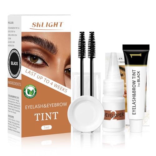 Lash Color Kit, Lasting for 4 Weeks Professional Eyelash & Eyebrow Color Kit, Instant Eyelash Color with Natural Ingredients, Safe & Easy to Use 7ml (Black)