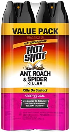 Hot Shot Ant, Roach And Spider Killer 2-17.5 Ounce Aerosol Cans, Fresh Floral Scent, Twin Pack