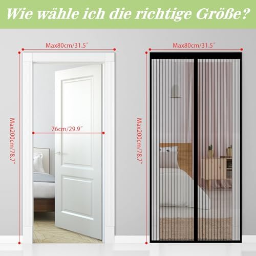 Magnetic Screen Door Closure Fit Door Size 30 x 78 Inch, BSHANO Mesh Door Curtain Screen Size 32" x 80" - 36 Stronger Magnets,Heavy Duty,Hands Free Mesh Partition Keeps Bugs Out- Pet and Kid Friendly