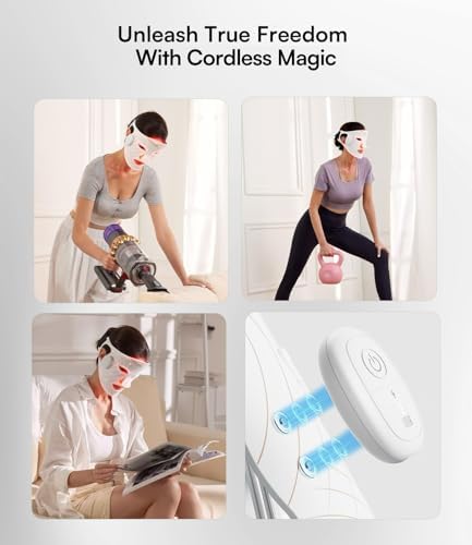 Red Light Therapy Mask for Face, Glow Wireless LED Face Mask Light Therapy with Near-Infrared Red Light (NIR), Rechargeable and Ergonomic Design for Home & Travel