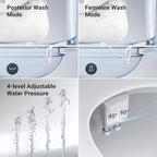 Bidet Attachment for Toilet, Dual Nozzle Bidet Toilet Seat, Non-Electric Ultra-Thin Bidets for Existing Toilets, Rear/Feminine Wash with Adjustable Water Pressure (White)