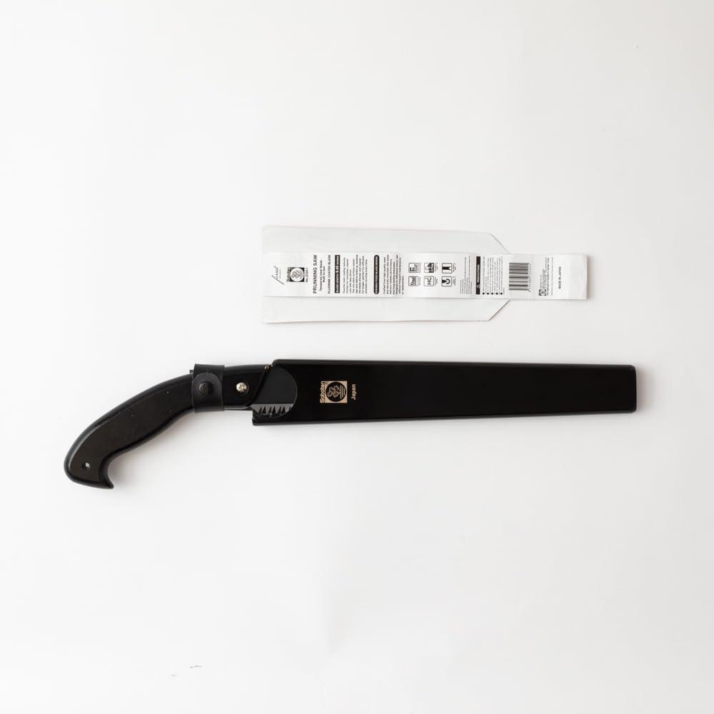 Saboten Japanese Pruning Saw 9.4 in (240mm) – Fluorine-Coated High-Carbon Steel Blade, 7.5mm Tooth Pitch, Smooth Pull Cuts, Wooden Handle, Wood Sheath Included, Made in Japan