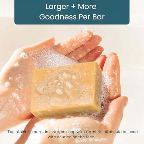 Turmeric Soap Bar (3 Pack) - Goat Milk Soap Bar, Natural Soap for Men & Women - Handmade Bar Soap w/Real Milk - Premium, No Dyes - (Large, 5oz)