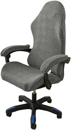 OQHAIR 4 Pieces Ergonomic Gaming Chair Cover with Armrest Soft Jacquard Gaming Chair Slipcover Anti Slip Gaming Chair Cover for Reclining Racing Gaming Gaming Chair -Light Gray