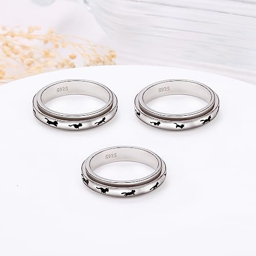 Ladytree Anxiety Relieve Rings 925 Sterling Silver Spinner Fidget Ring Worry Stress Relieving Boredom ADHD Autism Ring Platinum Plated Jewelry Birthday Gifts for Women Men