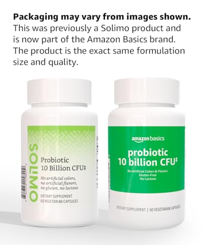 Amazon Basics Daily Probiotic, 10 Billion Active Cultures, Supporting Digestive and Intestinal Health, Capsule, 60 Count, Two Month Supply