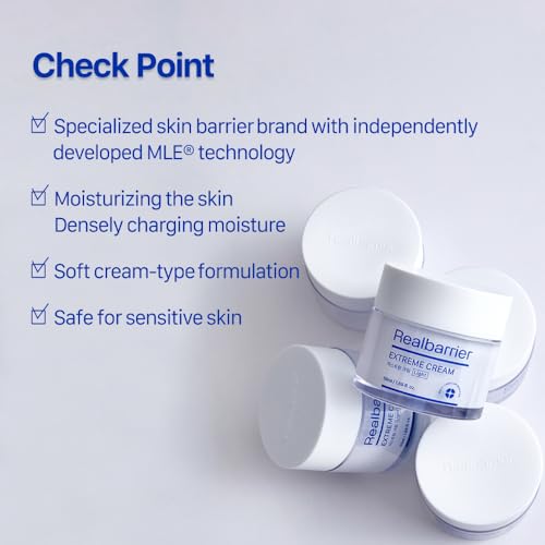 Real Barrier Extreme Cream Light 1.69 Fl Oz, Lightweight Daily Soft Cream Facial Moisturizing Soothing Cream with Hyaluronic Acid Ceramides for Sensitive Skin, Strengthen Skin Barrier, Korean Skincare