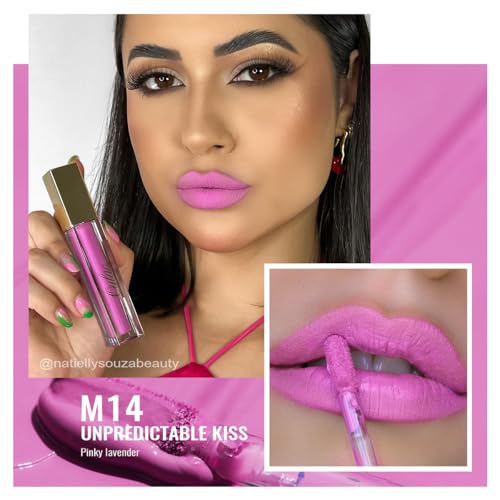 Oulac Matte Liquid Lipstick 2 PCS Set, Long Lasting Lipstick Waterproof Lip Stain, No Transfer, Creamy High Pigmented Formula with Rose Oil, Vegan [M06+M14]