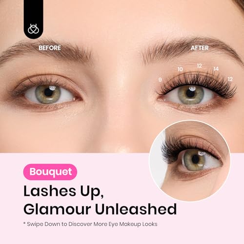 Beetles Lash Clusters 9-16mm Cluster Eyelash Extensions 3D Natural False Eyelashes Wispy Volume Eyelash Clusters 100pcs Individual Lashes DIY Cluster Lashes Bouquet (CNB001, 9-16mm)