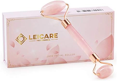 Jade Roller for Face - Rose Quartz Face Roller Skin Care - Stone Facial Roller, Face Massager for Women, Relieve Stress, Remove Wrinkles Eye Puffiness
