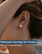 Moissanite Stud Earrings Hypoallergenic 925 Sterling Silver stud Earrings for Women Round Cut D Color VVS1 18K White Gold Plated Lab Created Moissanite Earrings for Women Men 0.3ct-2ct