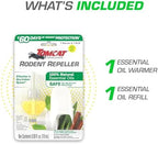 Tomcat Rodent Repeller Essential Oil Plug-In with Lemongrass, Cinnamon, and Peppermint Oil, 1 Warmer and 1 Refill White