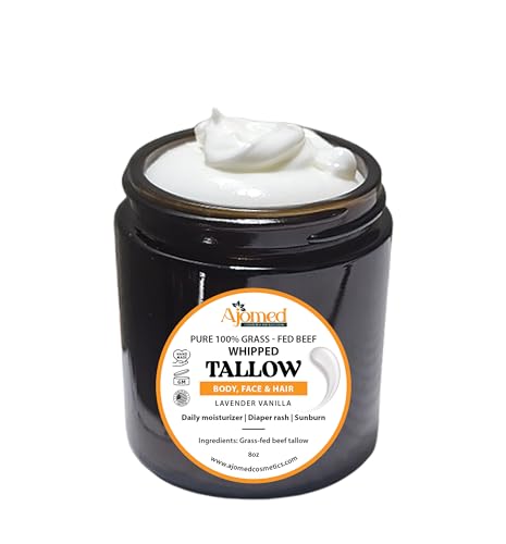 Whipped Tallow cream, LAVENDER VANILLA tallow balm, dry skin body butter, tallow Face and Body moisturizer 4fl.oz (Sandalwood Vanilla)