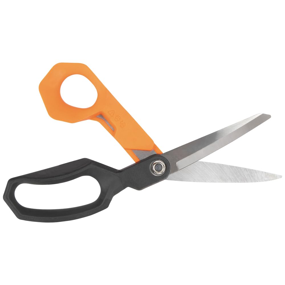 Klein Tools B2110 Heavy Duty Scissors, Multipurpose Offset Utility Shears for Cutting Cardboard, Leather, Carpet and More, Stainless Steel, 10-Inch