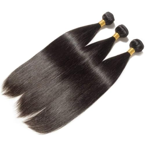 Feibin Straight Human Hair Bundles 12 12 12 Inch Trippy Hair Bundles Human Hair 100% Brazilian Unprocessed Raw Hair Bundles Weft Weave Bundles Human Hair Extensions For Black Women Natural Color
