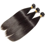 Feibin Straight Human Hair Bundles 12 12 12 Inch Trippy Hair Bundles Human Hair 100% Brazilian Unprocessed Raw Hair Bundles Weft Weave Bundles Human Hair Extensions For Black Women Natural Color